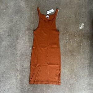 NWT Aritzia Denim Forum Women’s The Jane Tank Ribbed Dress Terracota Size XL